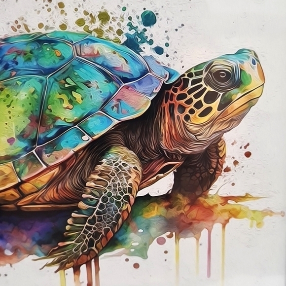 Painted Turtle Watercolor Oil Painting Framed Wildlife Photography Print - Picture 2 of 6